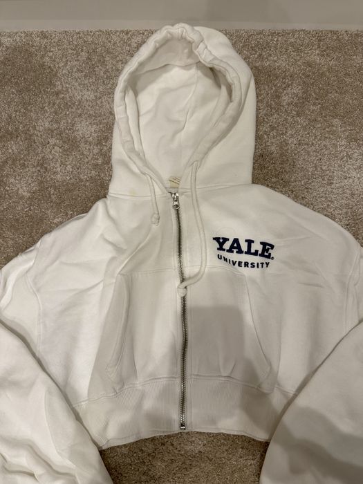 Бял дамски суичър Pull&Bear – Yale University, с цип