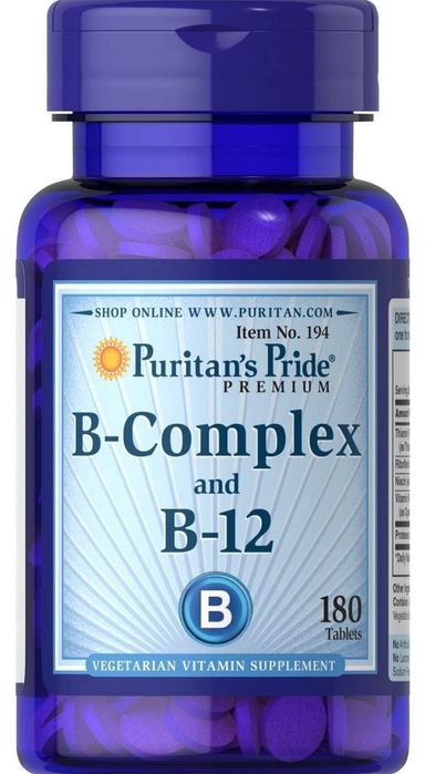 Комплекс витаминов группы В и витамин В-12 Puritans Pride, 180 шт