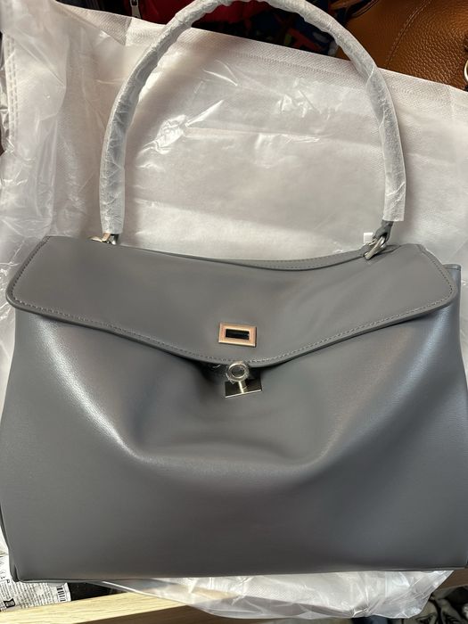 balenciaga rodeo 35cm gri - argintiu piele naturala