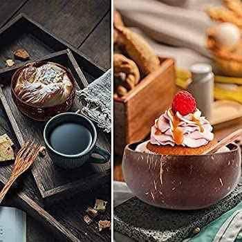 Set  BIO din 2 boluri de nucă de cocos și Tacâm din bambus