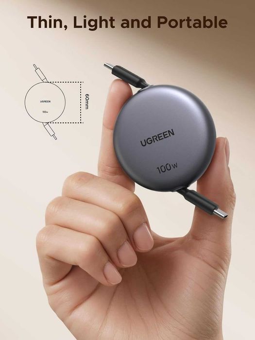 Зарядное устройство UGREEN Nexode мощностью 100W с выдвижным USB-C