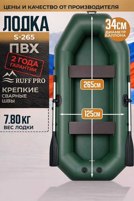 Надувная лодка RUFF PRO 265 зеленый
