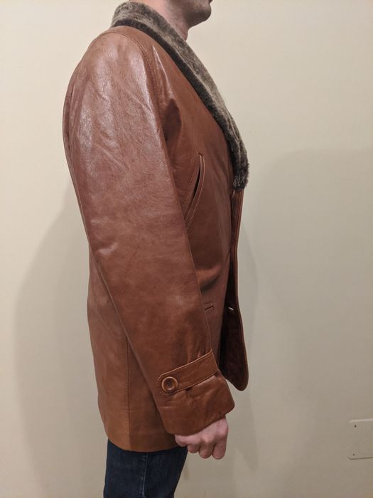 Geaca piele cu guler blana