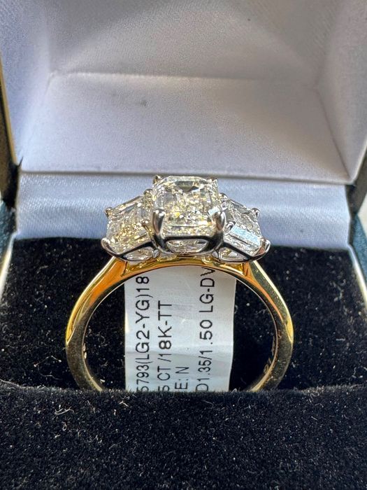 Inele cu diamant, aur 18k si platina 950