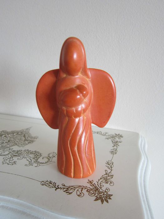 Craciun cadou rar Maria cu Pruncul Sculptura stilizata piatra 1980