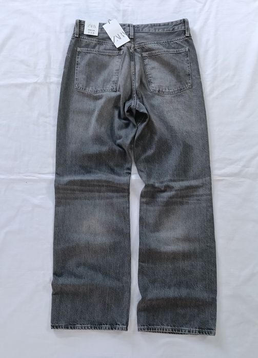Blugi Zara noi cu etichetă - damă - Wide leg - 100% bumbac - Gri - mărimea XL