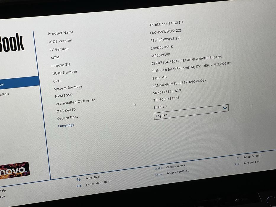 Lenovo thinkbook 14 G2 intel i7 512GB SSD