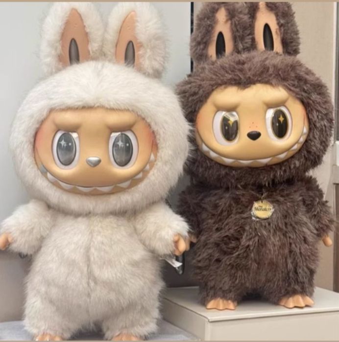 Голямо Лабубу Zimomo, Бяло/Кафяво, Labubu Zimomo 38см