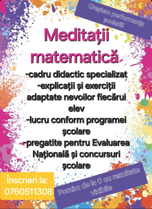 Meditații matematică clasele V-VIII și IX-XII sector 5 Antiaeriană
