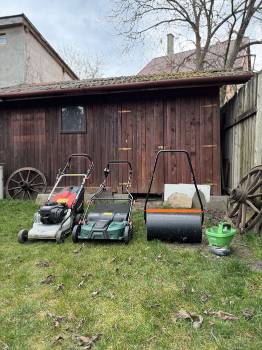 Scarificator + mașină tuns + tăvălug | Pachet complet refacere gazon