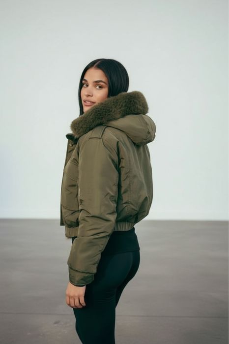 Уникално зимно яке с пухена яка три цвята