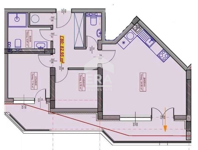 Тристаен панорамен апартамент на етап Акт 14 за продажба в район с отл