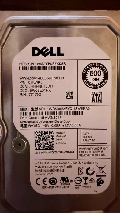2 x HDD Enterprise Dell RE4 500GB SATA 7200rpm