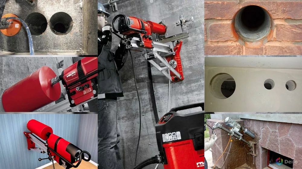 Услуга алмазной бурение отверстий для кухонного дымохода с пылесосом !