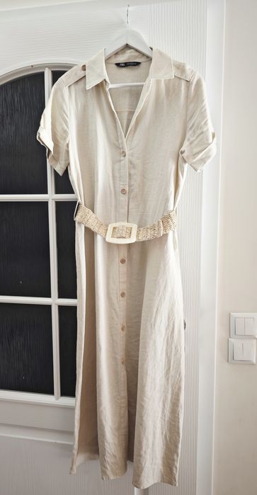 ZARA лен макси рокля тип риза