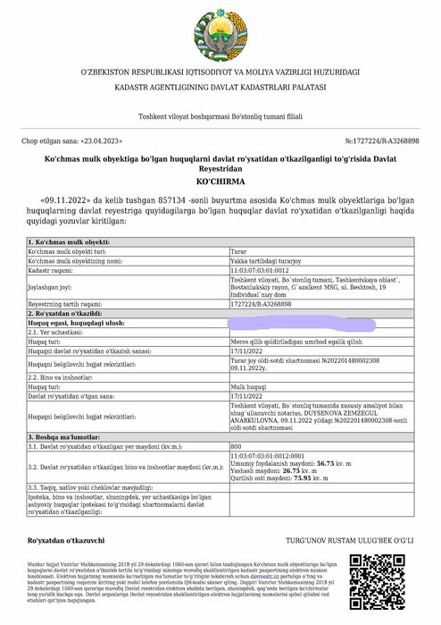 Земельный участок 8 соток (20м*40м) с домом 57 м2 (1 сотка 9000 у.е.)