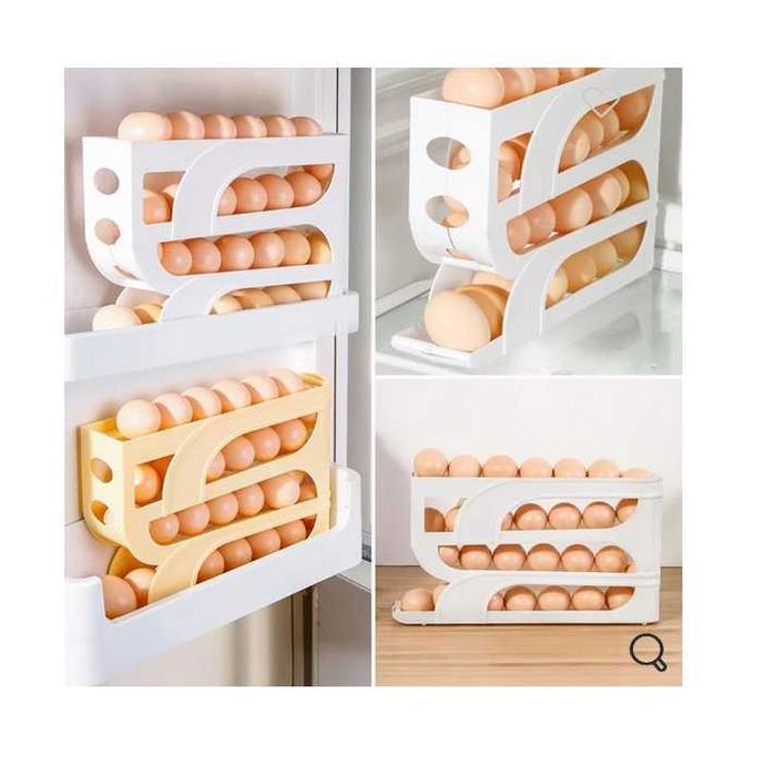 Органайзер за яйца за домашна употреба, Пластмаса, Бял