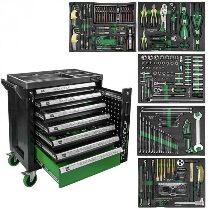 Шкаф с инструменти със 7 чекмеджета – 5 пълни RockForce