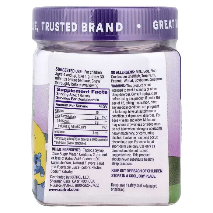 Natrol, Kids, мелатонин 1 мг. для детей, Melatonin 1 mg