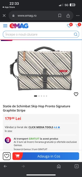 Skip Hop Statie de schimbat scutece - Pronto Signature Black/White