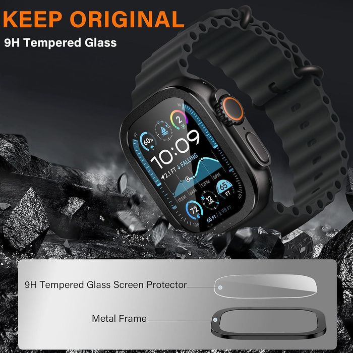 5D Стъклен Протектор за Дисплей за Apple Watch Ultra 2 | Ultra 1 Черен