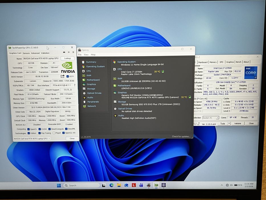Laptop Gaming Lenovo Legion 5 Slim I7 13700H Rtx 4070 2k 165hz 16Gb