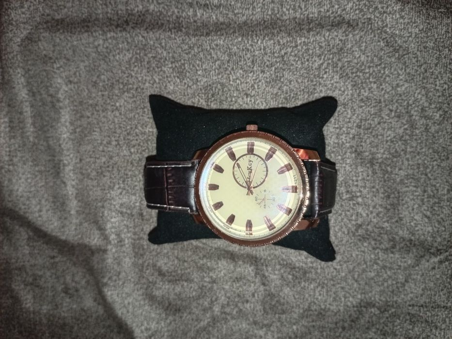 Ceas de mână McyKcy elegant / Cadran Rose Gold & Curea Maro textură Crocodile