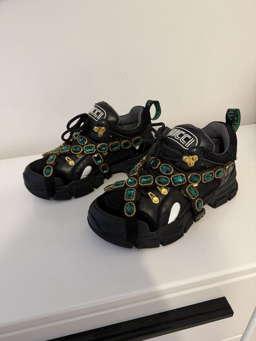 Gucci Flashtrek Black Crystal Sneakers
