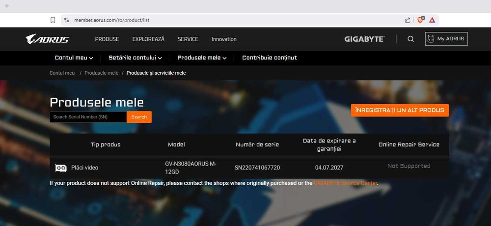 Placa video RTX 3080 12gb Gigabyte AORUS MASTER (in garantie)