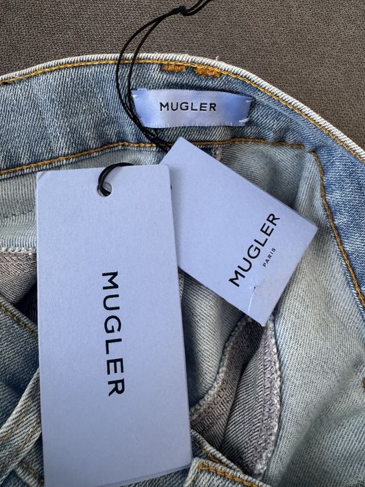 Оригинални дънки Mugler skinny spiral (light blue)
