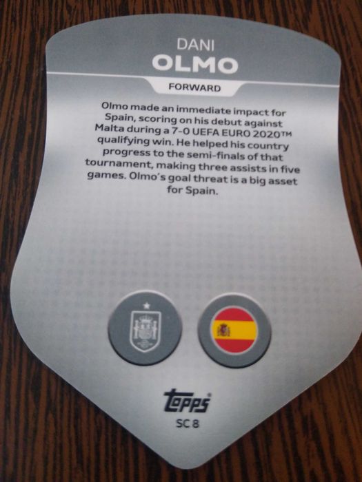 Scut DANI OLMO Spania card rar Euro FIFA Match Attach