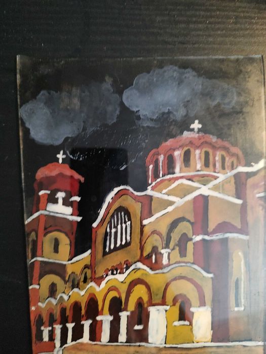 Pictura sticla "Manastire"