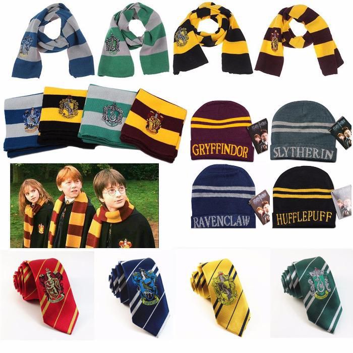 Шарфы, шапки и галстуки факультетов Хогвартс Гарри Поттер