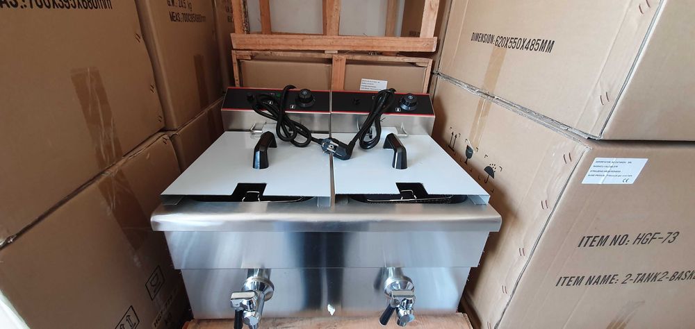 Reducere Friteuza profesionala cu robineti 10l+10l -TRANSPORT GRATUIT