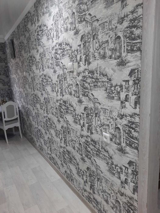 Обои, галтели,плинтус,кафель,кварцвинил