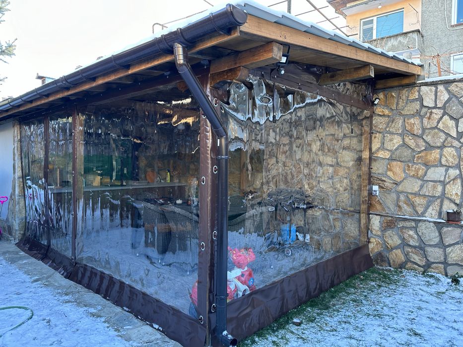 Ветроупорни завеси PVC винил ветробрани прегради тенти найлони барбекю