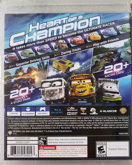 Игра Cars 3 Driven to Win (PS4) Playstation 4 PRO, PS4 , PS5 Нова
