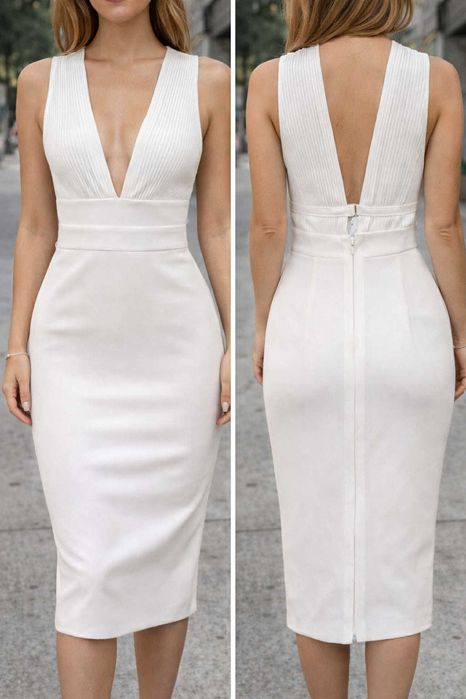 Бяла бандажна рокля S размер