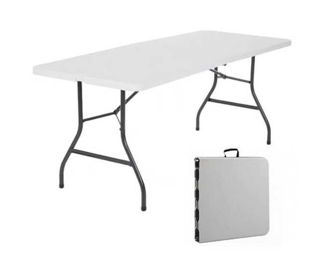 Сгъваема маса за дом, къмпинг или градина, 180/74/74 см., бяла