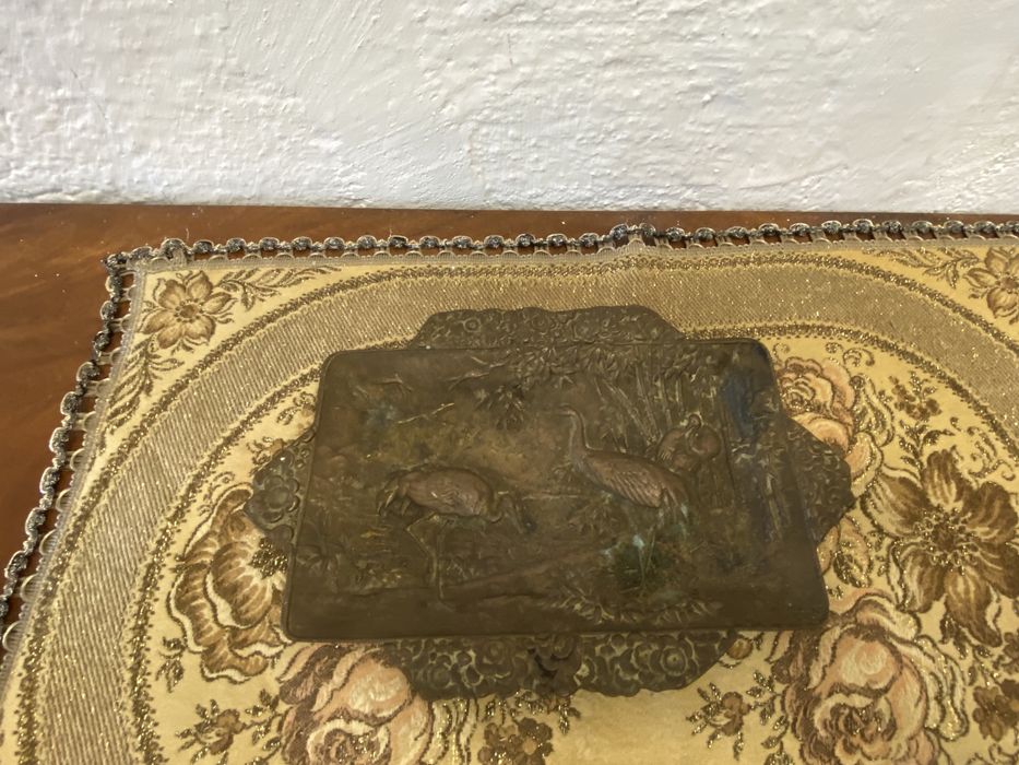Стара френска отливка птици поднос