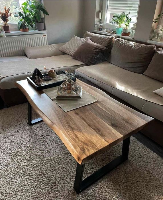 Холна маса от масив и метал (орех и дъб )