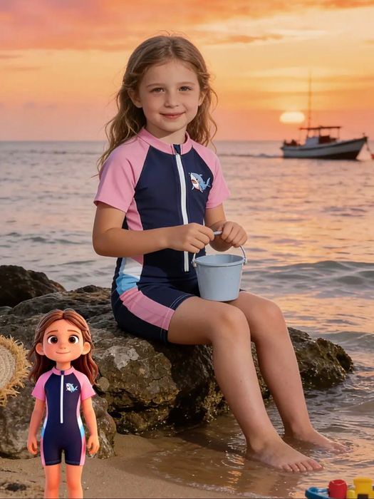 Costum de baie pentru fetiță 9-10 ani. Înălțime 140 cm.