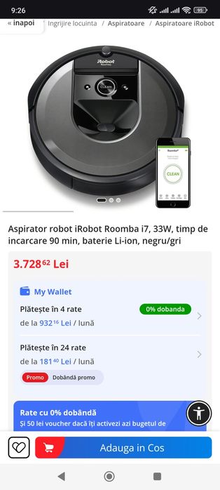 Aspirator robot iRobot Roomba i7 smart 80 min