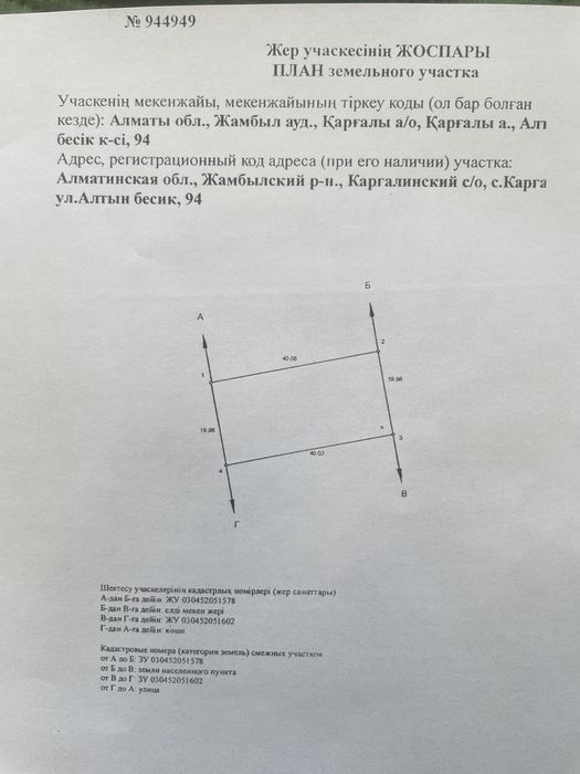 Продам землю в селе Каргалы