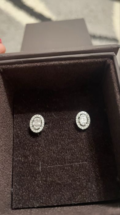 Cercei aur alb 18k cu diamante