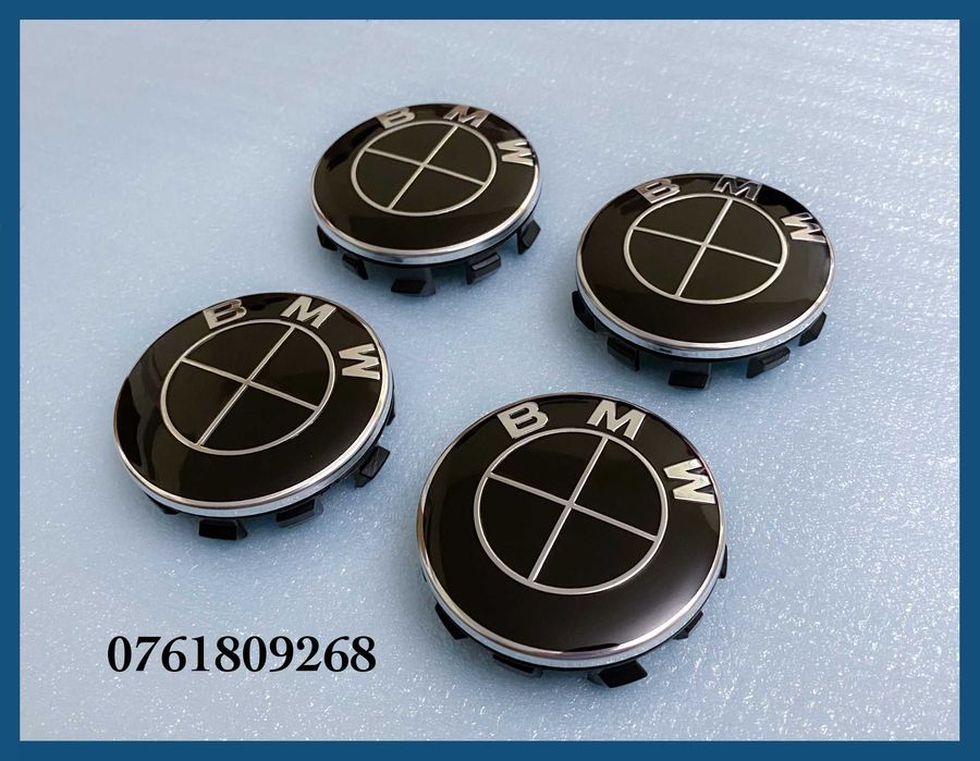Set 4 capace negre 56mm jante aliaj BMW seria 1 2 3 4 5 6 7 X1 X3 X5 X6