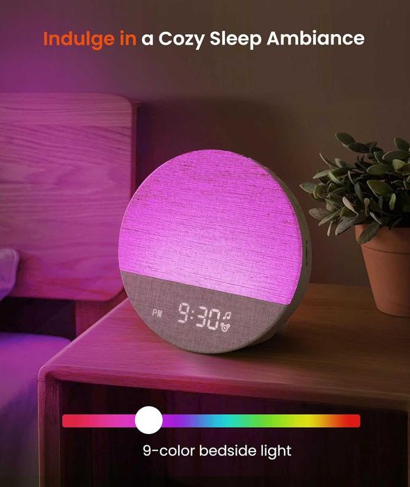 Dreamegg Sunrise 1 - Будилник Sunrise, Звукова машина за сън, Персонализируеми рутини за сън