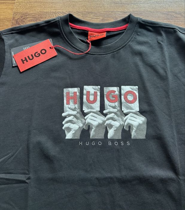 Мъжка,памучна,черна тениска HUGO Boss