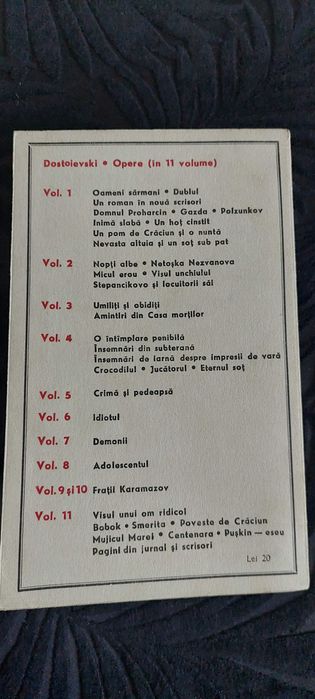 DOSTOIEVSKI - Opere complete ( 11 volume ) Stare Foarte Buna !!