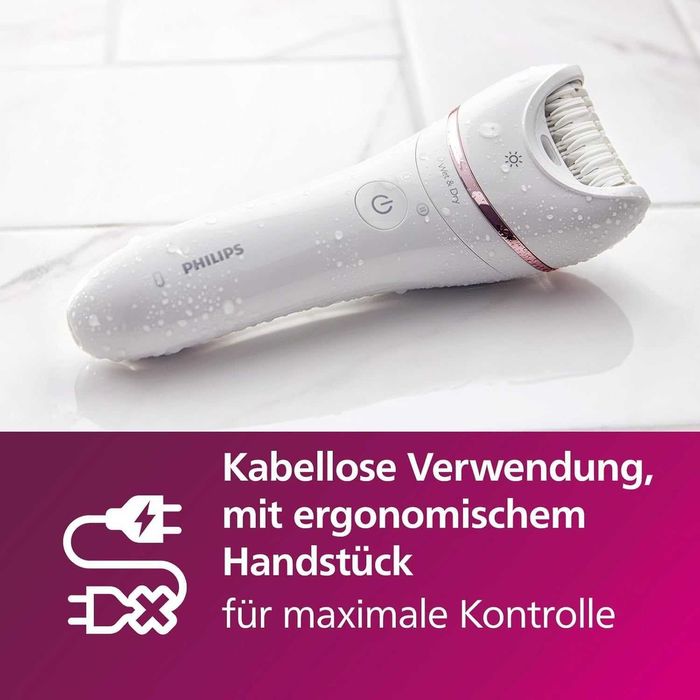 ПРОМО Нов 2г Гаранция Епилатор за Сухо и Мокро Бръснене Philips - BRE740/10, 2 Степени, 9 Приставки